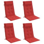 vidaXL Coussins de chaise à dossier haut lot de 4 rouge tissu oxford