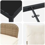vidaXL Set de jardin 3 pièces avec coussins beiges en poly rattan
