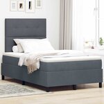 Lit à sommier box avec matelas et LED Gris foncé 120x190 cm en velours