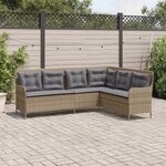 vidaXL Canapé de jardin avec coussins forme de L beige résine tressée