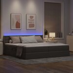 vidaXL Lit avec rangement et LED Taupe 200 x 200 cm Polyester