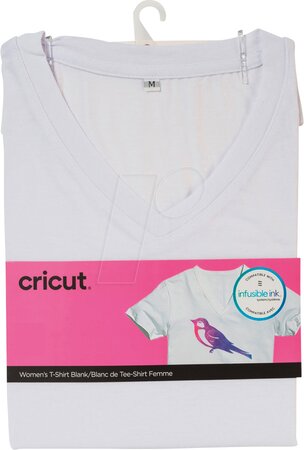 Cricut : T-Shirt Femme Blanc (M) Col V à Customiser