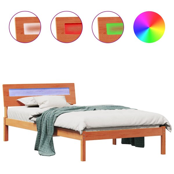 vidaXL Cadre de lit avec tête de lit Brun cire 100 x 200 cm Pin massif