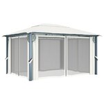 Vidaxl tonnelle avec rideau et lumières led 4x3 m crème aluminium
