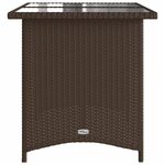 vidaXL Table de jardin avec dessus en verre marron 110x68x70 cm rotin