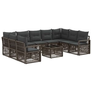 vidaXL Ensemble de canapé de jardin 10 Pièces Gris polyrotin