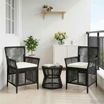 vidaXL Chaise d'Extérieur avec coussin 2 Pièces Noir et Crème polyrotin
