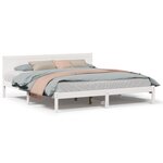 vidaXL Cadre de lit en bois de pin blanc Blanc Bois massif King size