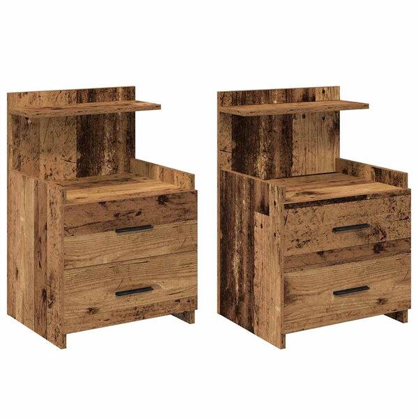 vidaXL Tables de chevet 2 pièces avec 2 tiroirs Bois ancien 40 x 36 5 x 62 cm