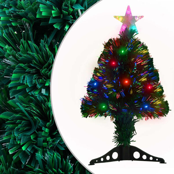 vidaXL Arbre de Noël pré-éclairé avec support et LED 64 cm fibre optique