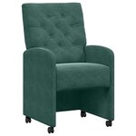 vidaXL Chaises de Salle à Manger avec Roues 2 pc Velours Vert foncé