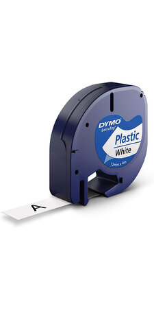 DYMO LetraTag ruban plastique (12mm x 4m) Noir/Blanc