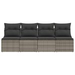 vidaXL Canapé de jardin 4 places avec coussins gris résine tressée
