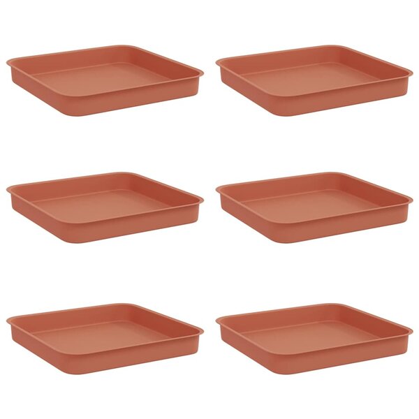 vidaXL Plateau carré à fleurs 6 pc Rouge brique 15 x 15 x 2 cm