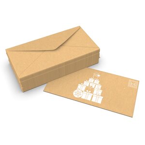 Lot de 50 enveloppes de noël père noël kraft recyclé 110x220 mm (dl)