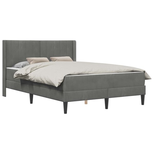 vidaXL Cadre de lit avec matelas Gris foncé 140 x 190 cm Velours