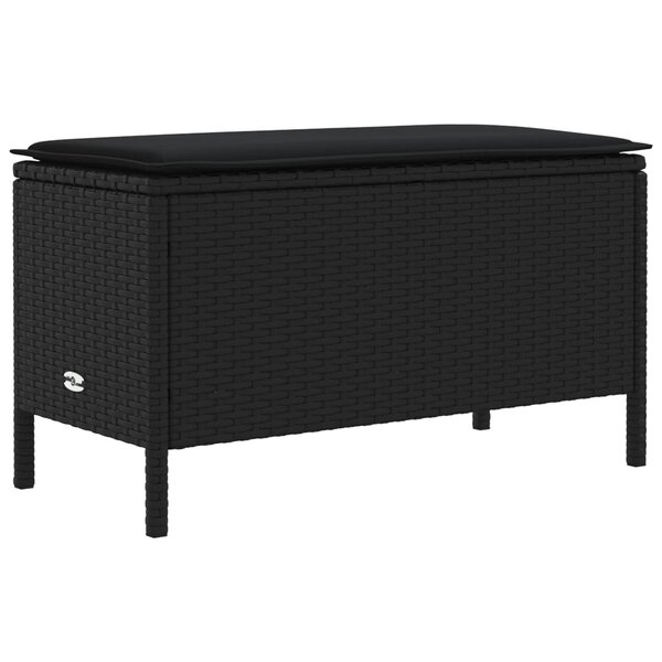 vidaXL Pouf de Jardin avec oreiller Noir 80 x 38 x 45 cm Rotin PE