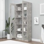 vidaXL Armoire à vitrine Gris béton 82 5x30 5x185 5 cm Bois ingénierie