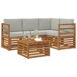 vidaXL Ensemble de canapés d'extérieur 5 Pièces Gris Naturel et Clair