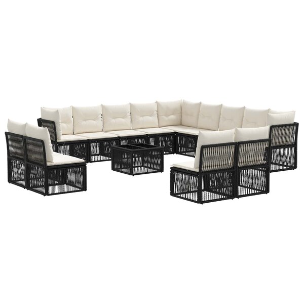 vidaXL Ensemble de canapé de jardin 14 pc Noir polyrotin