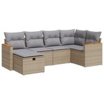 vidaXL Salon de jardin avec coussins 6 Pièces beige résine tressée
