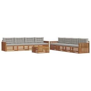 vidaXL Ensemble de canapés d'extérieur 9 pc Gris Naturel et Clair