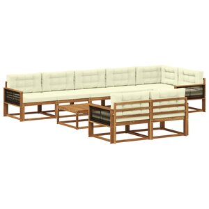 vidaXL Ensemble de canapés d'extérieur 9 Pièces Naturel et Crème