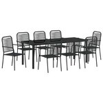 vidaXL Ensemble de salle à manger pour jardin 9 Pièces Noir