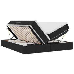 vidaXL Lit avec rangement et matelas Noir 200 x 200 cm Polyester