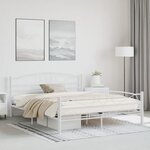 vidaXL Cadre de lit avec tête de lit blanc 160x200 cm métal