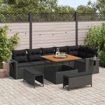 vidaXL Ensemble de canapé de jardin 9 Pièces Noir polyrotin