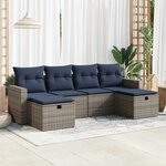 vidaXL Salon de jardin 6 Pièces avec coussins gris résine tressée
