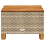 vidaXL Table de jardin beige 55x55x36 cm résine tressée et bois acacia