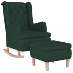 vidaXL Fauteuil avec pieds à bascule et tabouret Vert foncé Tissu