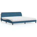 vidaXL Lit avec matelas bleu 200x200 cm velours