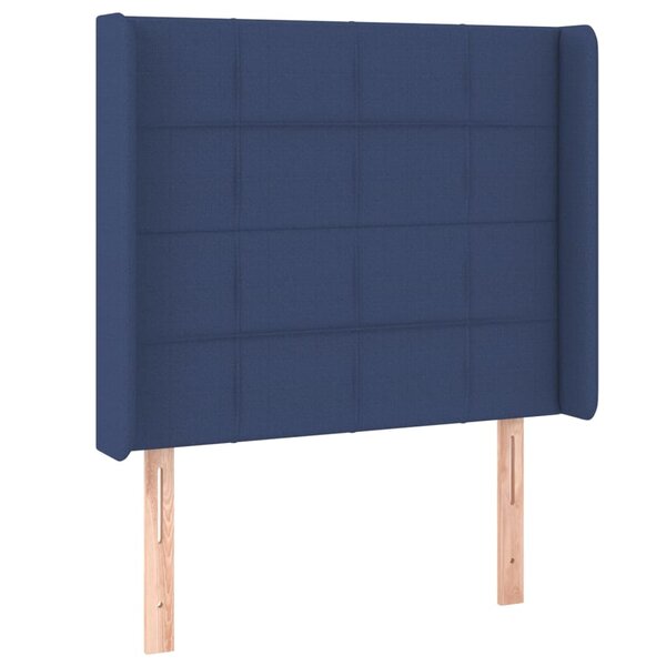 vidaXL Tête de lit avec oreilles Bleu 103x16x118/128 cm Tissu