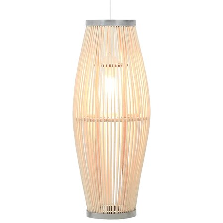 Icaverne - Lampes Esthetique Lampe suspendue Blanc Osier 40 W 23x55 cm Ovale E27
