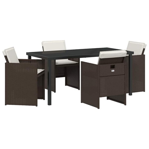vidaXL Ensemble de salle à manger pour jardin 5 Pièces Marron polyrotin