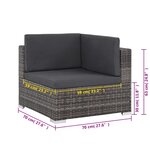 vidaXL Salon de jardin 6 Pièces avec coussins résine tressée gris