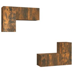 vidaXL Ensemble de meubles TV 4 Pièces Chêne fumé Bois d'ingénierie