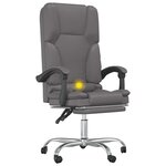 vidaXL Fauteuil de massage inclinable de bureau Gris Similicuir