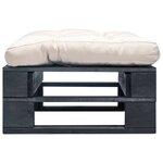 vidaXL Repose-pied palette de jardin et coussin sable Bois noir