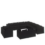 vidaXL Salon de jardin 11 Pièces avec coussins Noir Résine tressée