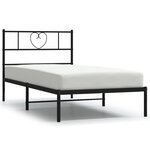 vidaXL Cadre de lit métal sans matelas avec tête de lit noir 75x190 cm