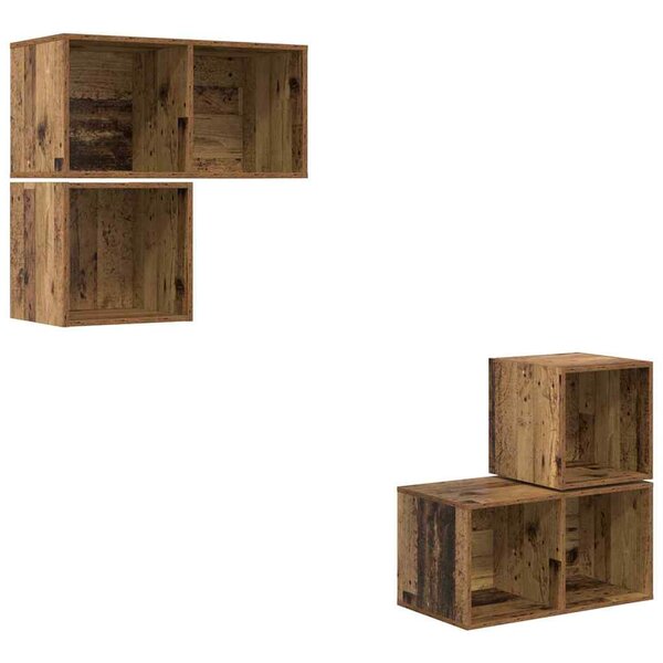 vidaXL Ensemble meuble TV 4 Pièces Bois ancien 37 x 37 x 72 cm