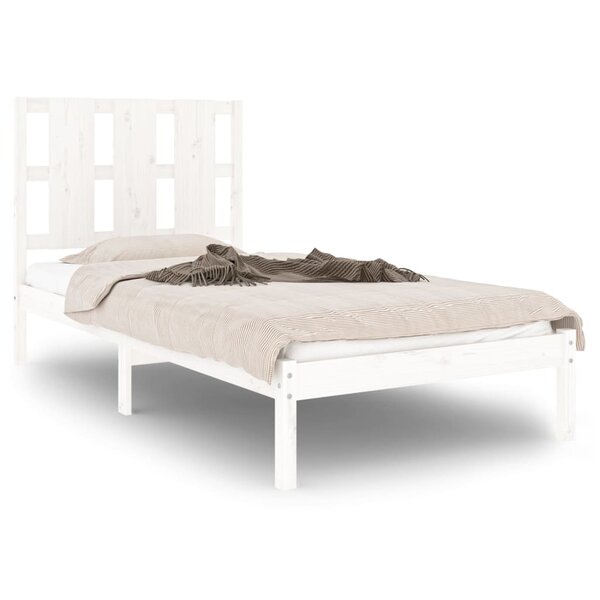 vidaXL Cadre de lit sans matelas blanc 90x190 cm bois massif