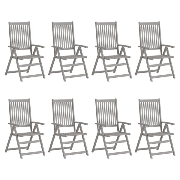 vidaXL Chaises inclinables de jardin lot de 8 Gris Bois solide acacia