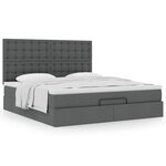 VidaXL Cadre de lit ottoman avec matelas gris foncé 180x200 cm tissu