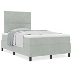 Lit à ressort vidaXL avec matelas en velours gris clair petit double