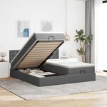 VidaXL Cadre de lit ottoman avec matelas gris foncé 180x200cm tissu